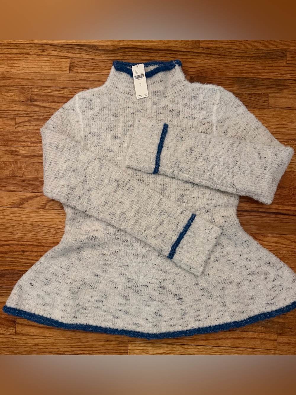 Mock Neck Anthropologie (Pilcro) Sweater with Blue Trim - Women